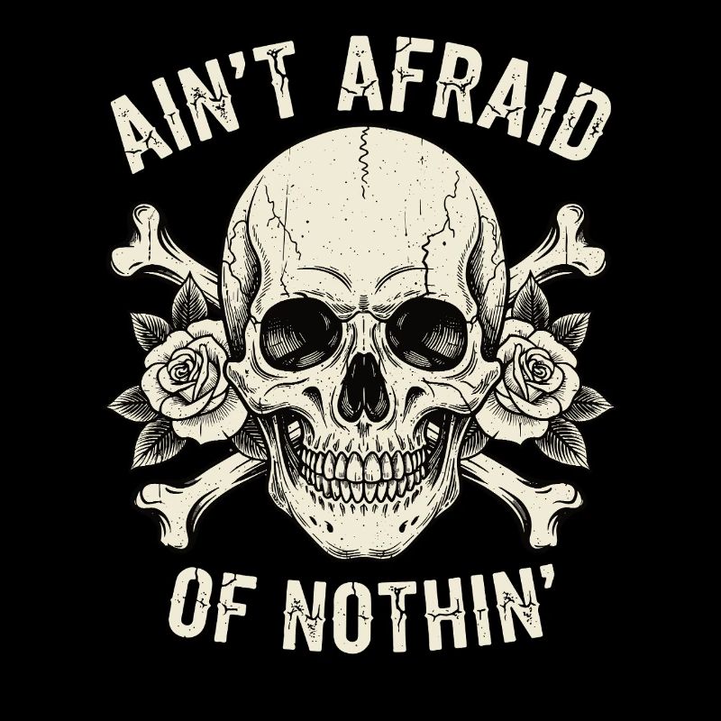 Skull mit Rosen und Slogans