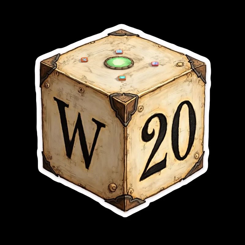 Antique D6 Dice with D20 – Fantasy Cartoon