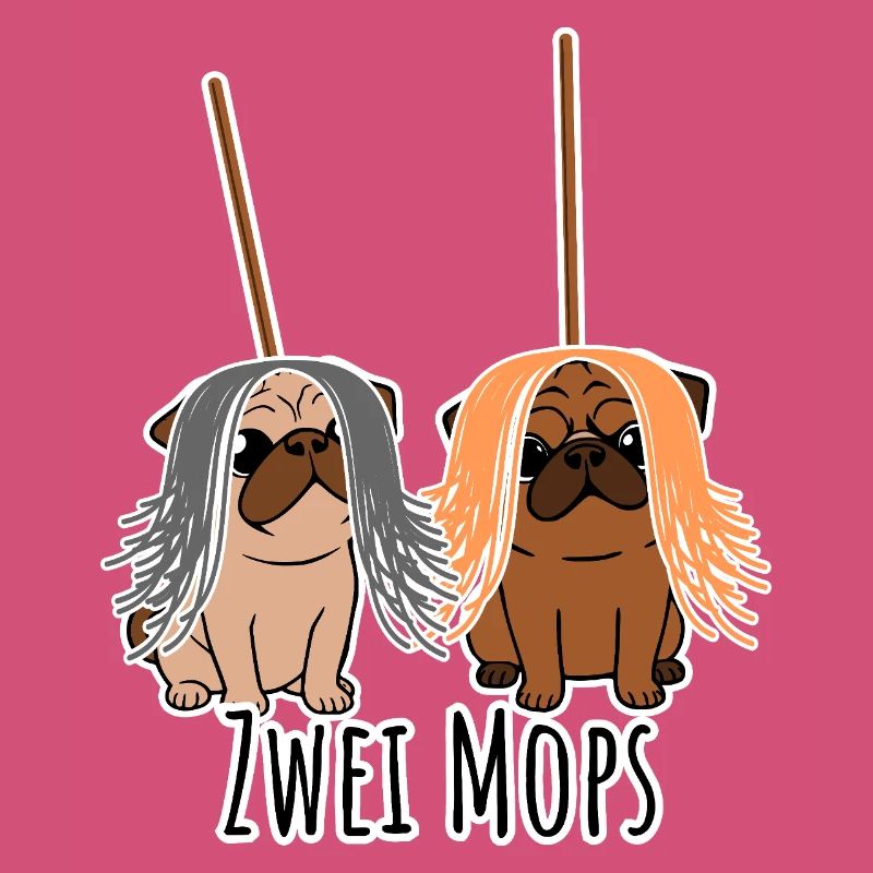 Zwei Mops - Hunde oder Putzgeräte? Hunde Humor?