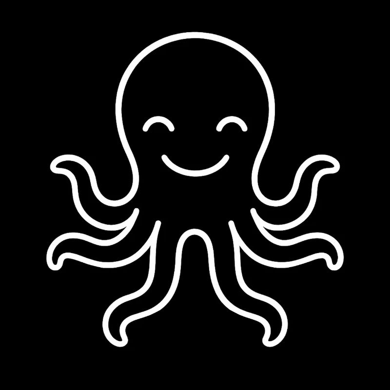 Kawaii Line Octopus Silhouette