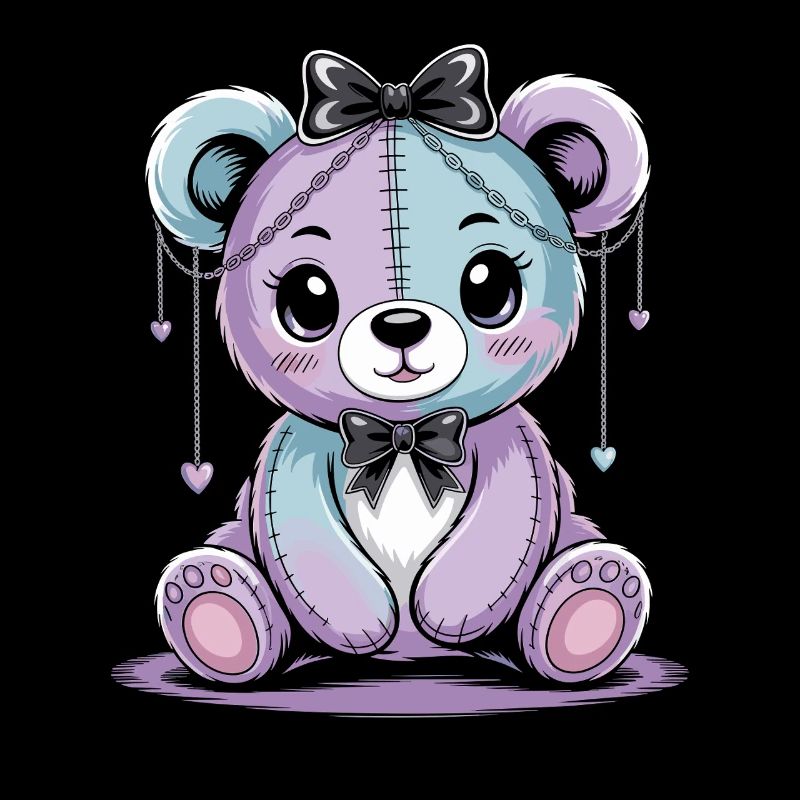 Kawaii Pastel Goth Patched Bear