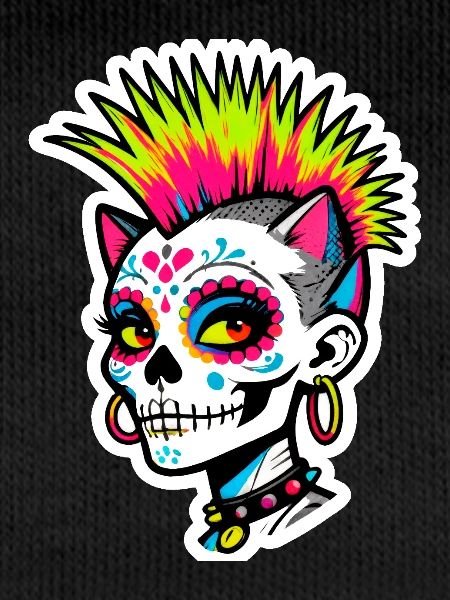 Crâne Néon Punk