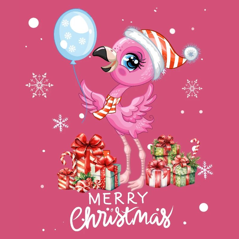 Flamingo à Noël. Cadeau de Noël