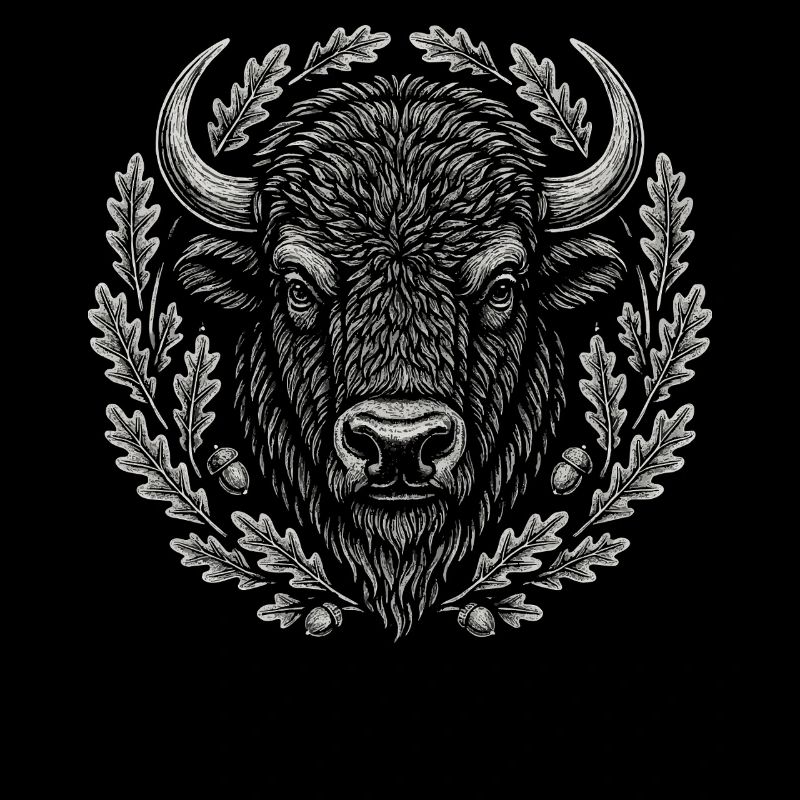Europäischer Bison mit Eichenkranz Kunst