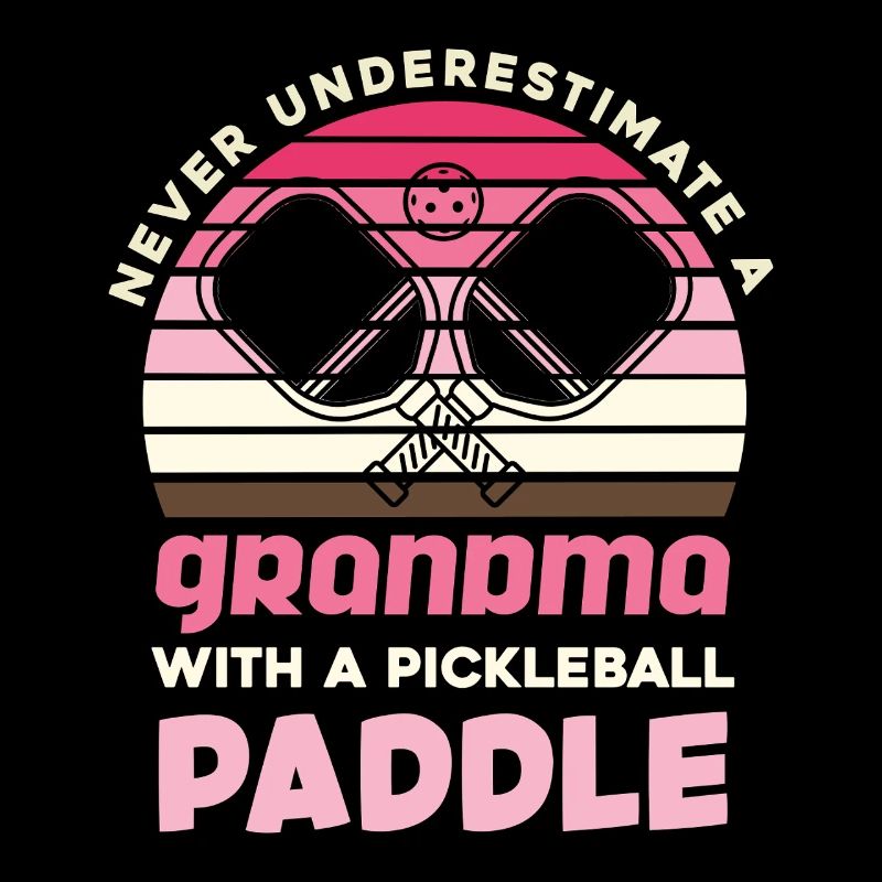 Granny with Pickleball Paddle Retro