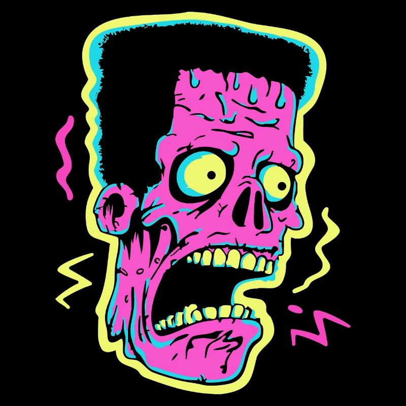 Neon Zombie Screamer Pop Art