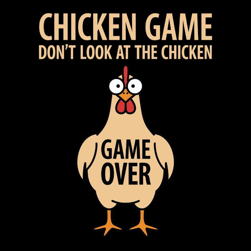 Jeu de poulet de théorie de jeu Ne regardez pas le poulet