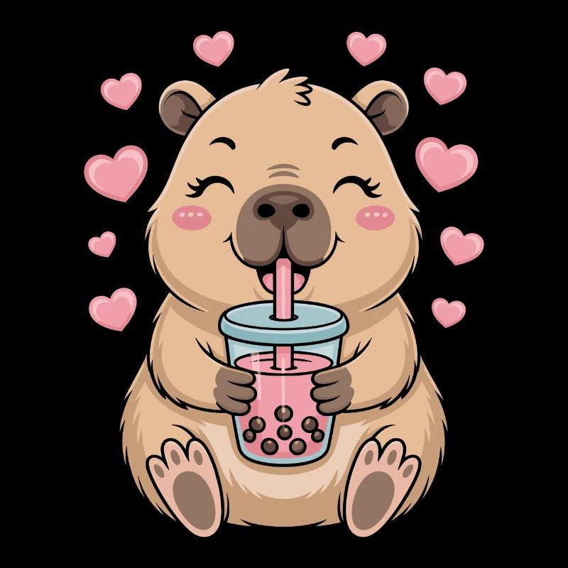 Kawaii Bubble Tee Capybara Boba Tee