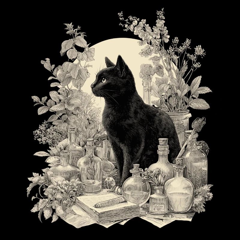 Schwarze Katze Vintage Apotheker