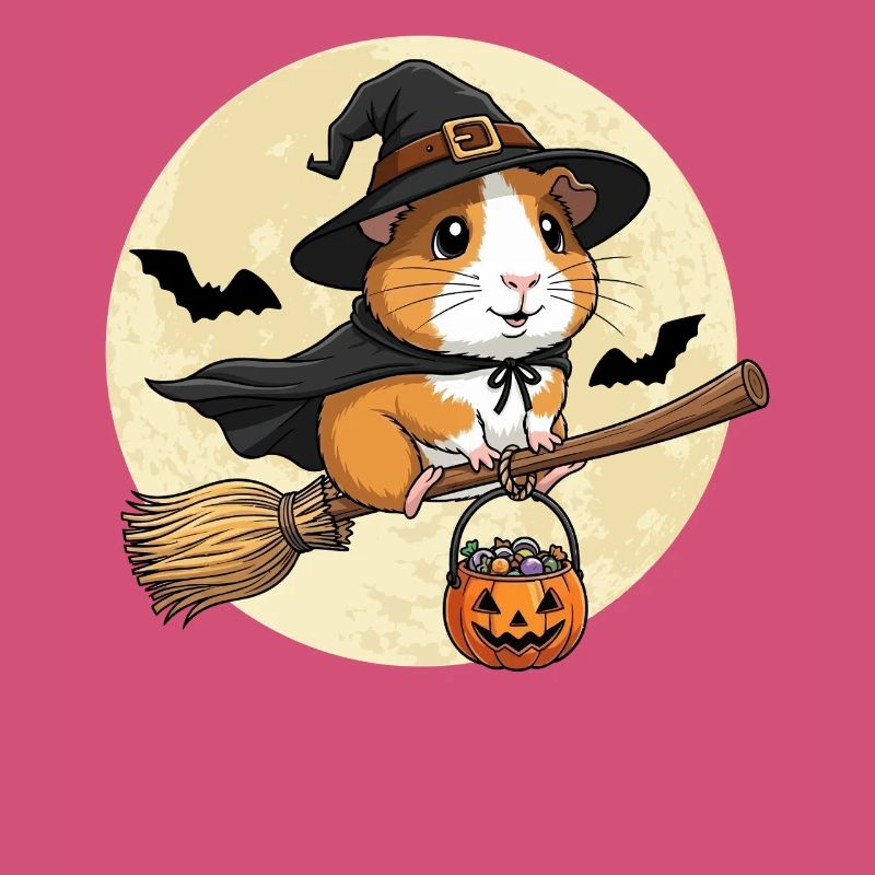 mignon cochon d’Inde sorcière Halloween
