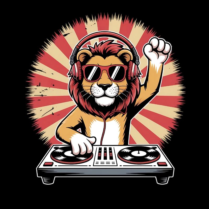 Lion DJ avec casque