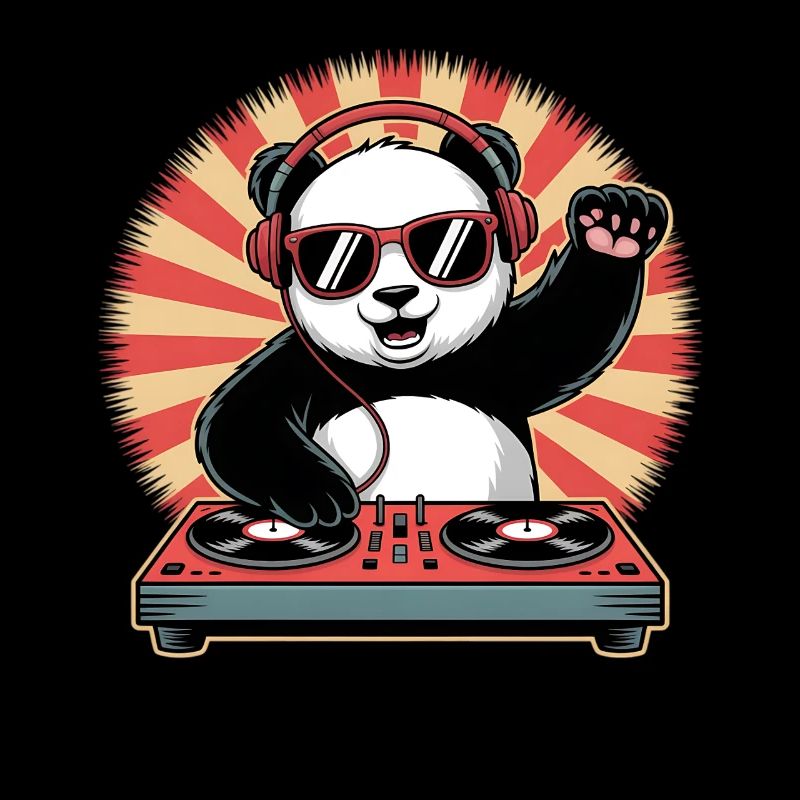 Panda DJ mit Kopfhörern