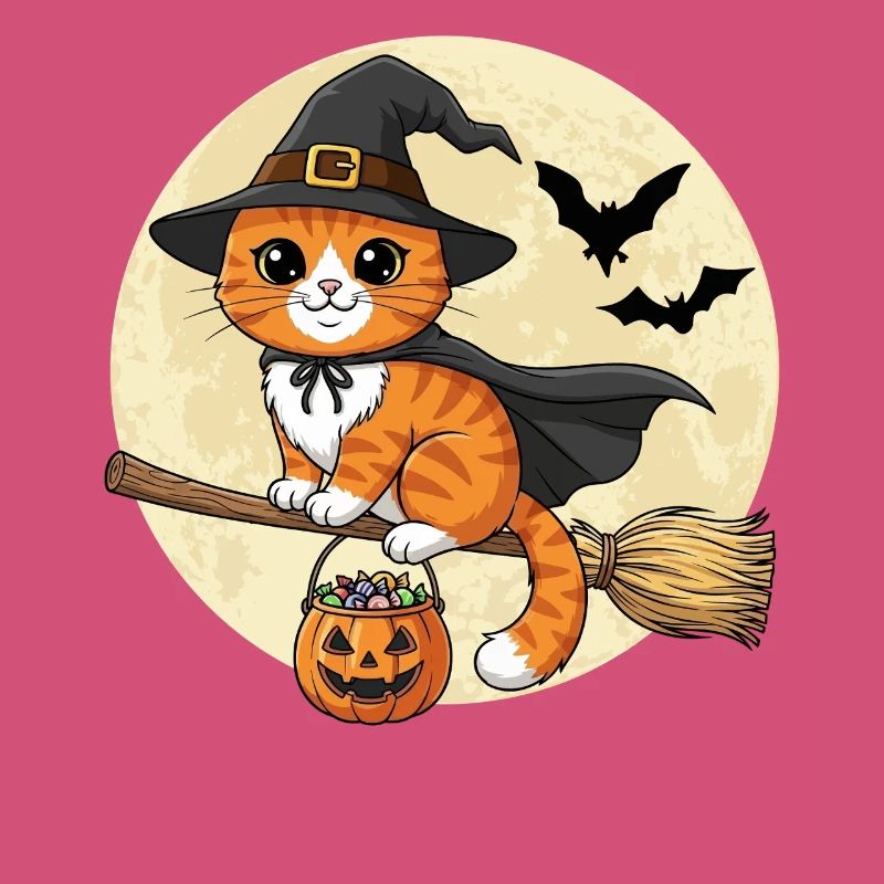Cute Cat Witch Halloween