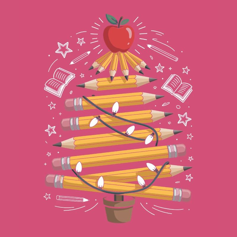 Buntstift Baum mit Lichterkette