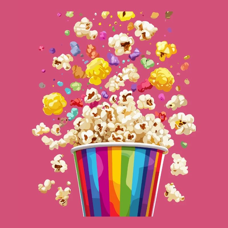 Explosion de pop-corn coloré de tasse arc-en-ciel