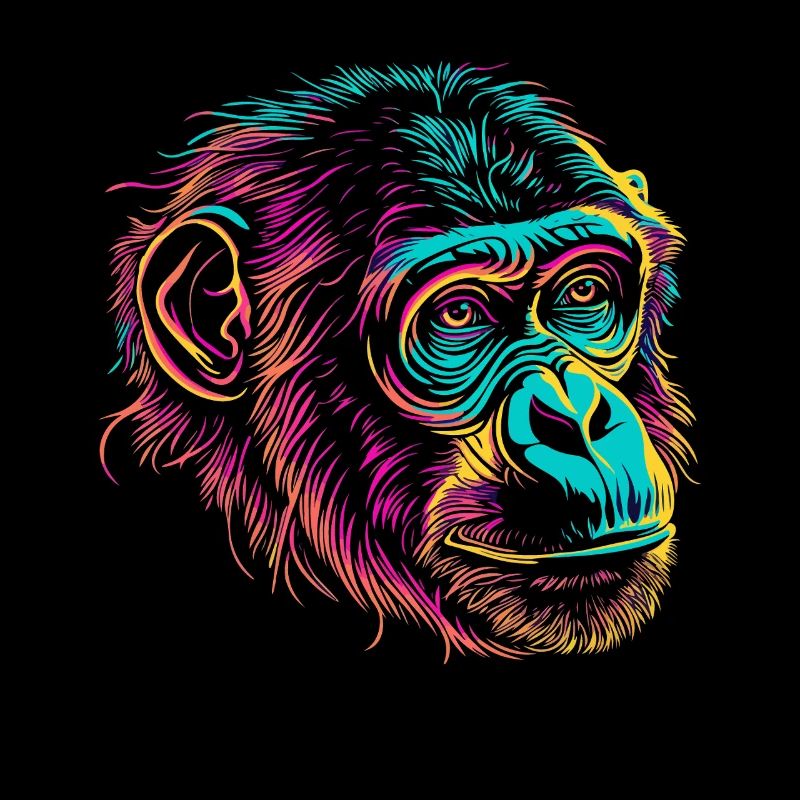 Neon Monkey Portrait Color Explosion