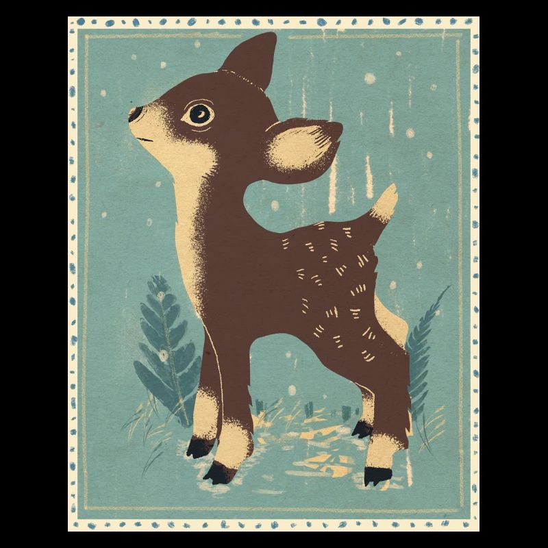 Cerfs dans la forêt rétro
