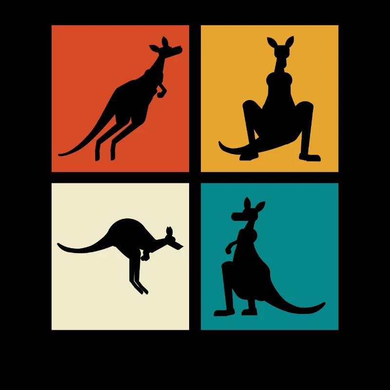 Känguru Vierbild Silhouetten