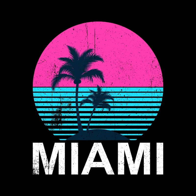 Miami Neon Palm Trees Sunset