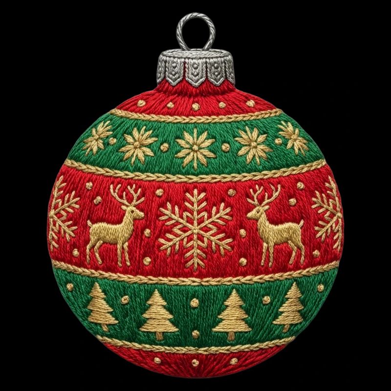 Embroidered Christmas bauble – ornament (printed) minimal