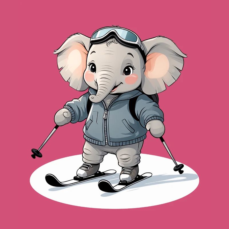 Sweat à capuche éléphant skiant