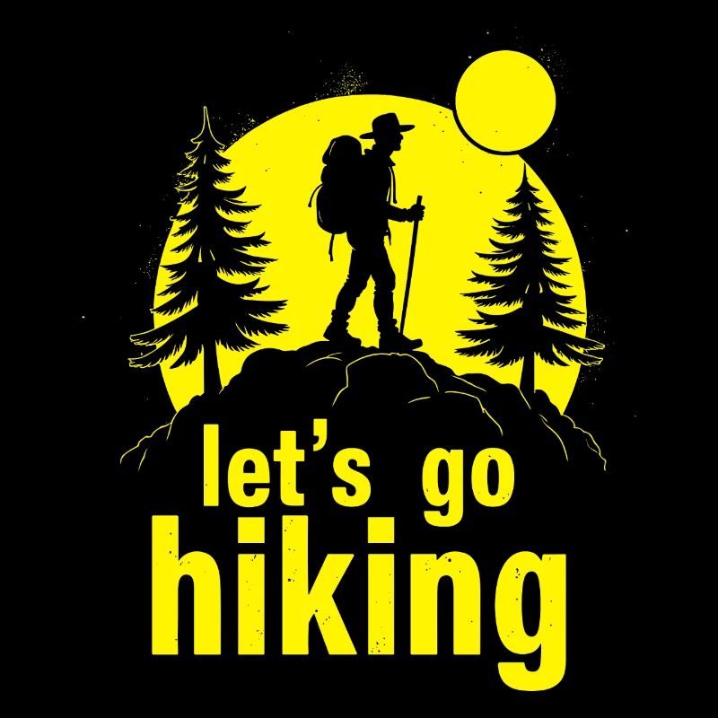 Let's go hiking mountaineer hiker silhouette