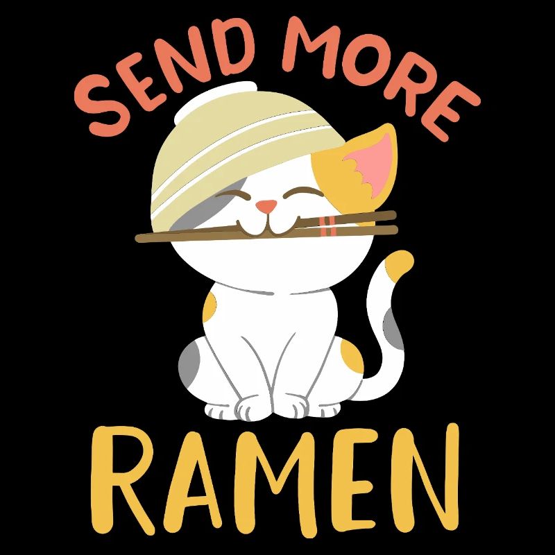 Envoyez plus de ramen Mignonne Art de nouilles Kawaii Chat