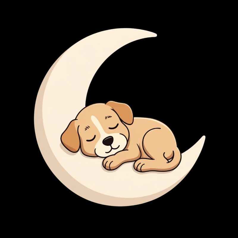 Moon cuddly dog in sleep