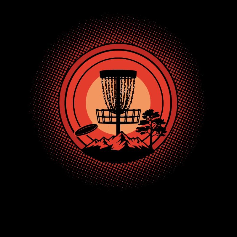 Disc Golf Basket Sunset Flying Disc Mountain Scene