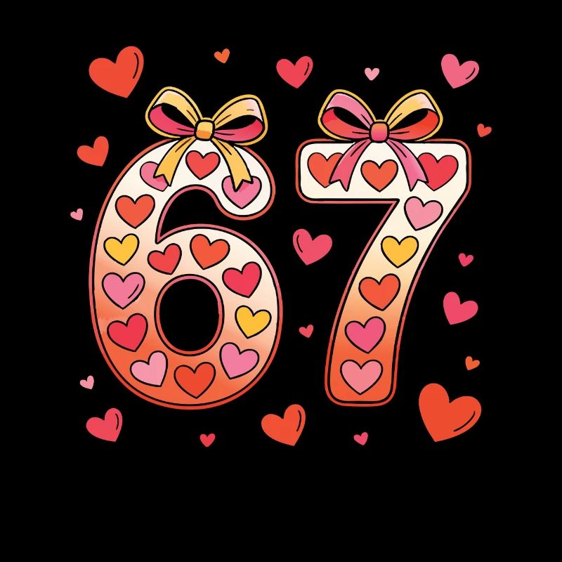 Conception du nœud en forme de cœur de 67 anniversaires