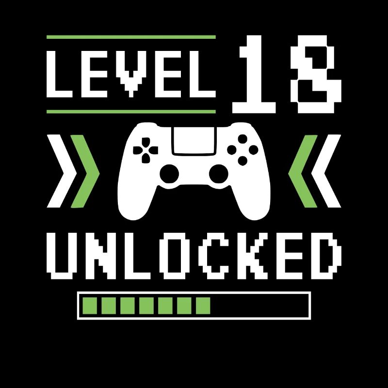 18. Geburtstag Gamer Zocker Level 18 Unlocked