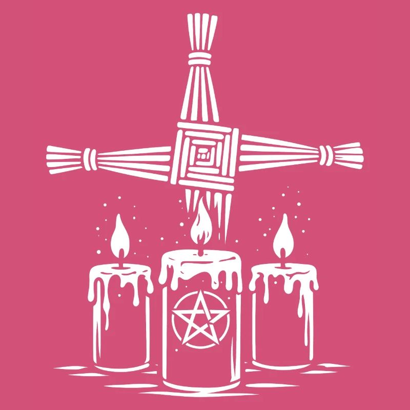 Imbolc Brigid Cross with ritual candles