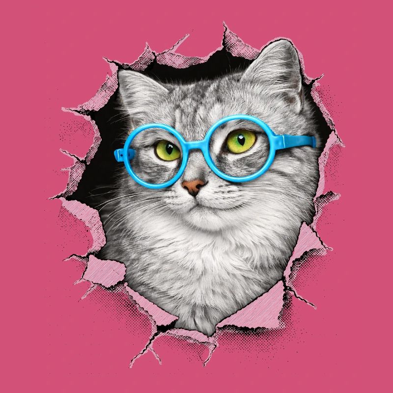 Chat mignon – Arts techniques mixtes Blue Glasses