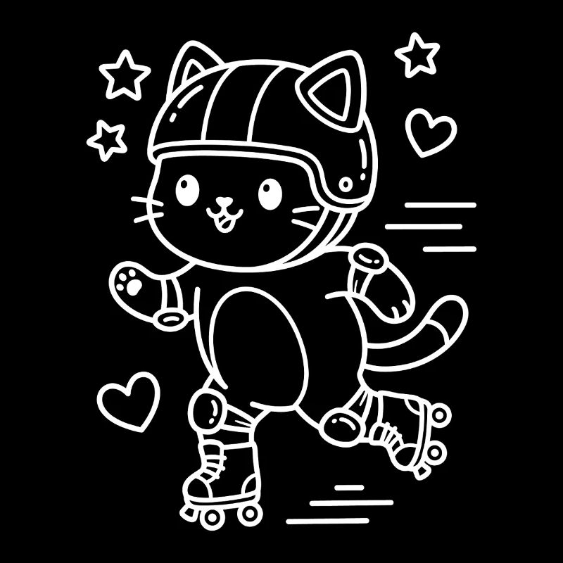 Chat Kawaii à roulettes