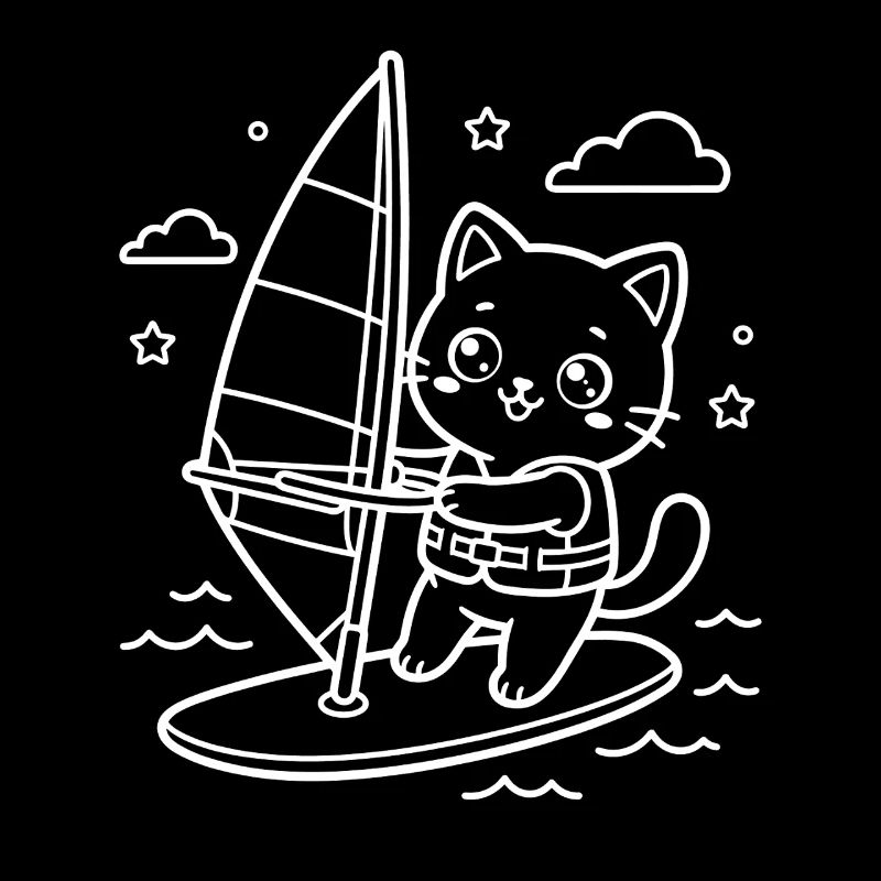 Kawaii Katze Windsurfen