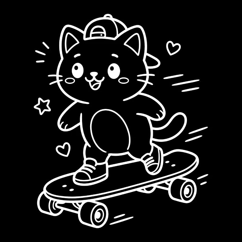 Skateboard Kawaii Cat