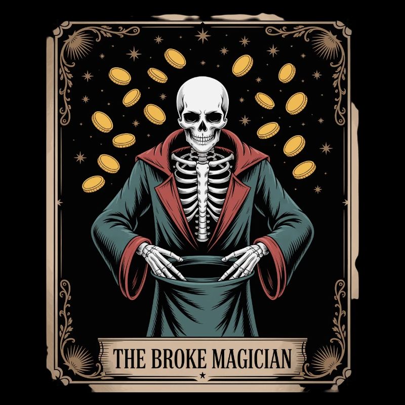 The Broke Magician Skeleton Wizard with Coins