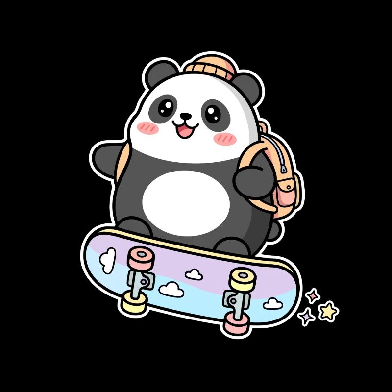 Skating Kawaii Panda Skateboard Ours Mignon