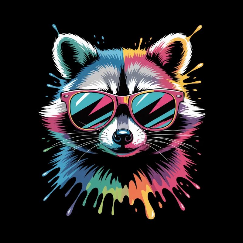Bunter Waschbär Wasserfarben Spritzer Graffiti
