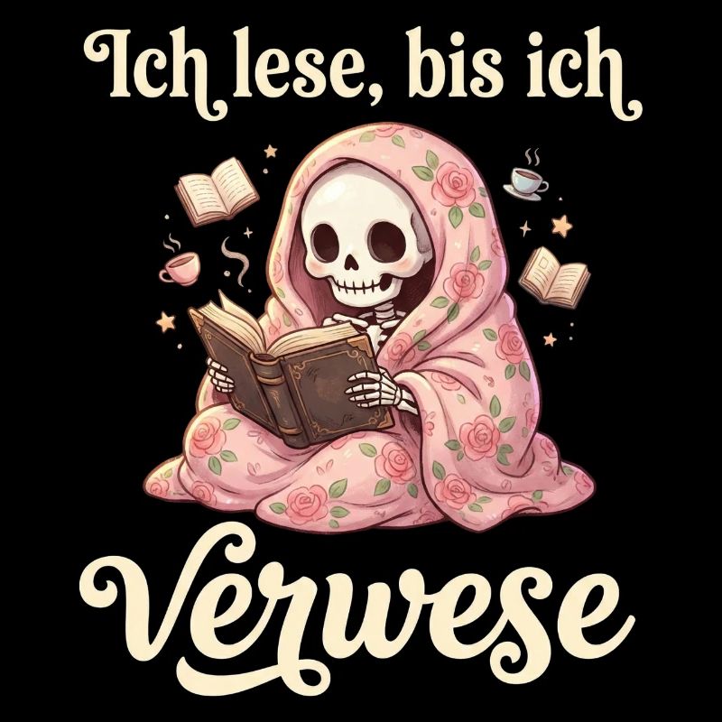 Lesender Totenkopf mit Rosendecke