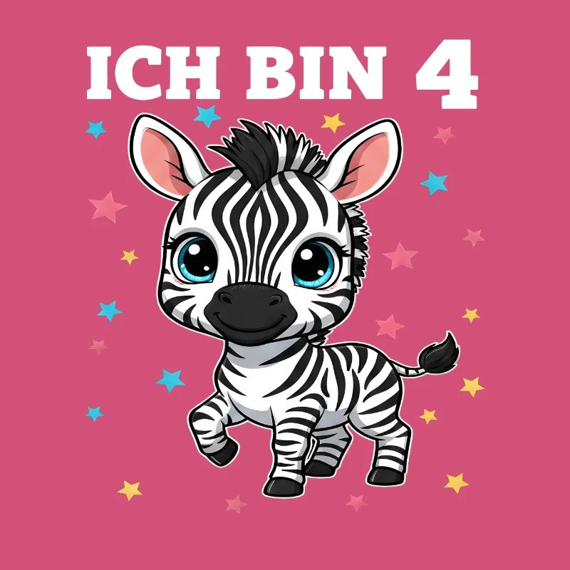 Ich bin 4 - Süßes Zebra zum 4. Geburtstag
