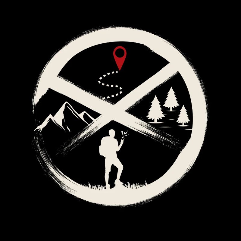 Geocaching Hiker Nature Map Pin Art