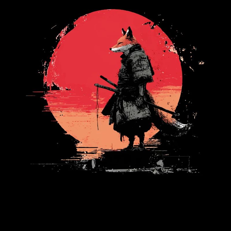 Fuchs-Samurai bei Sonnenuntergang