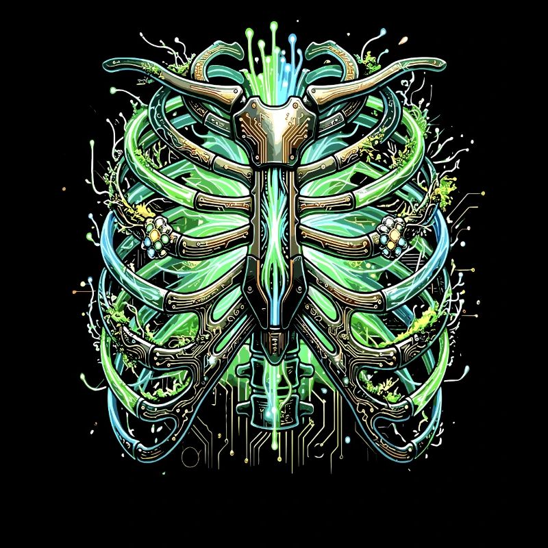 Cyber Brustkorb Skelett Sci-Fi Illustration