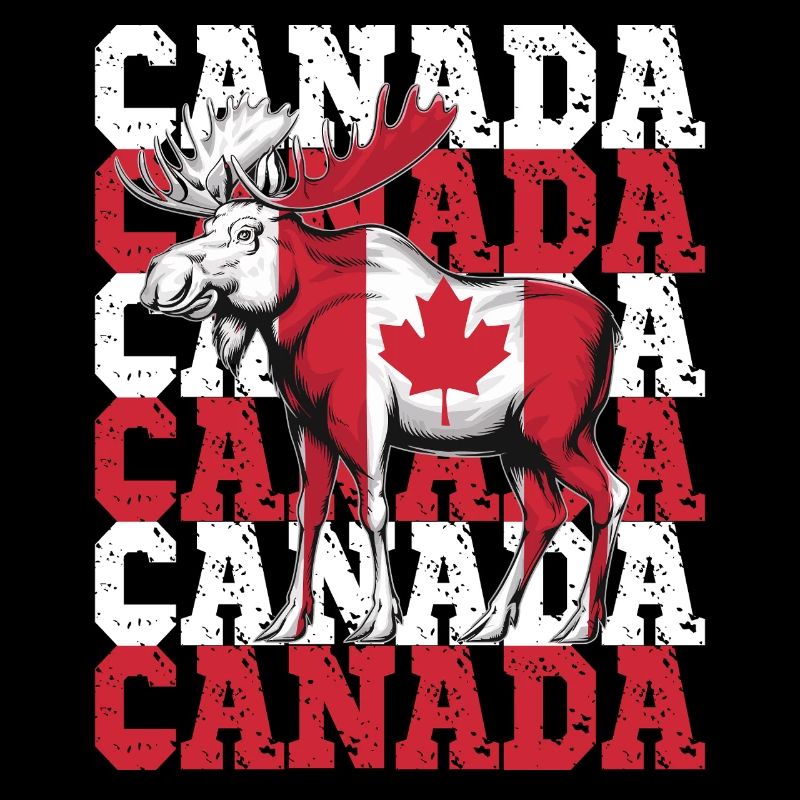 Orignal canadien avec drapeau de feuille d’érable