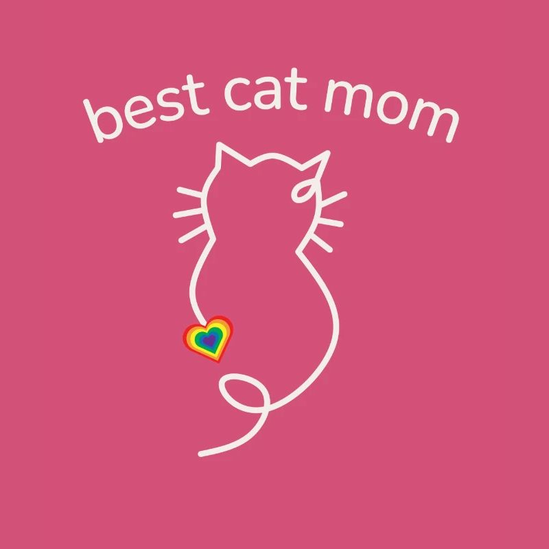 Best Cat Mom Regenbogenfarben Herz minimalistisch