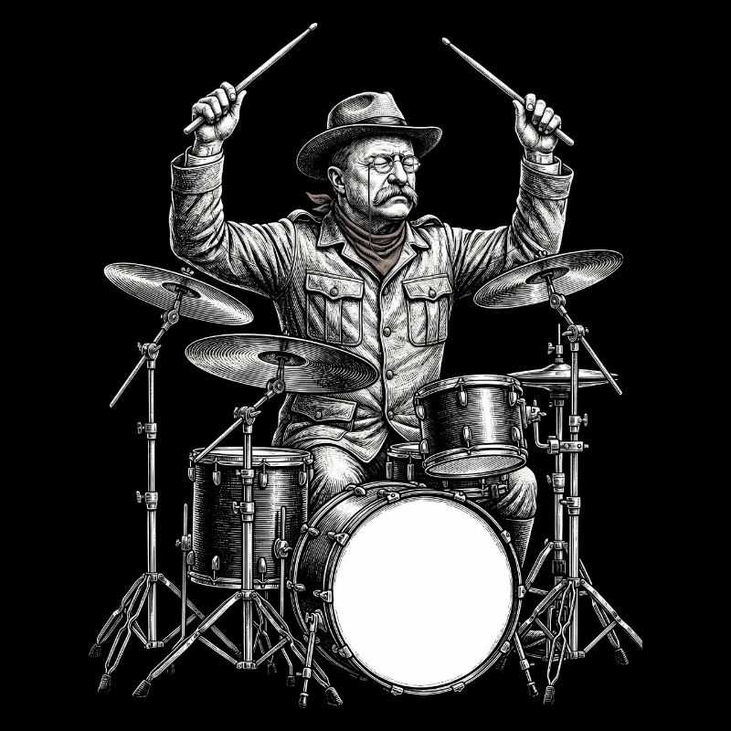 Theodore Roosevelt joue de la batterie