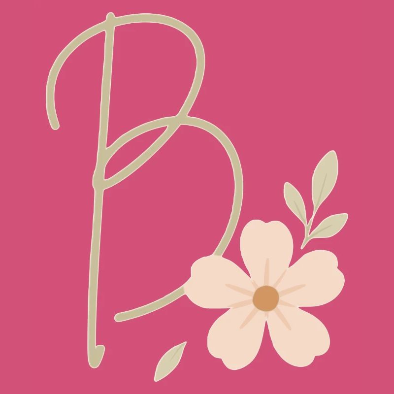 B Floral : Initiale avec fleur de corail