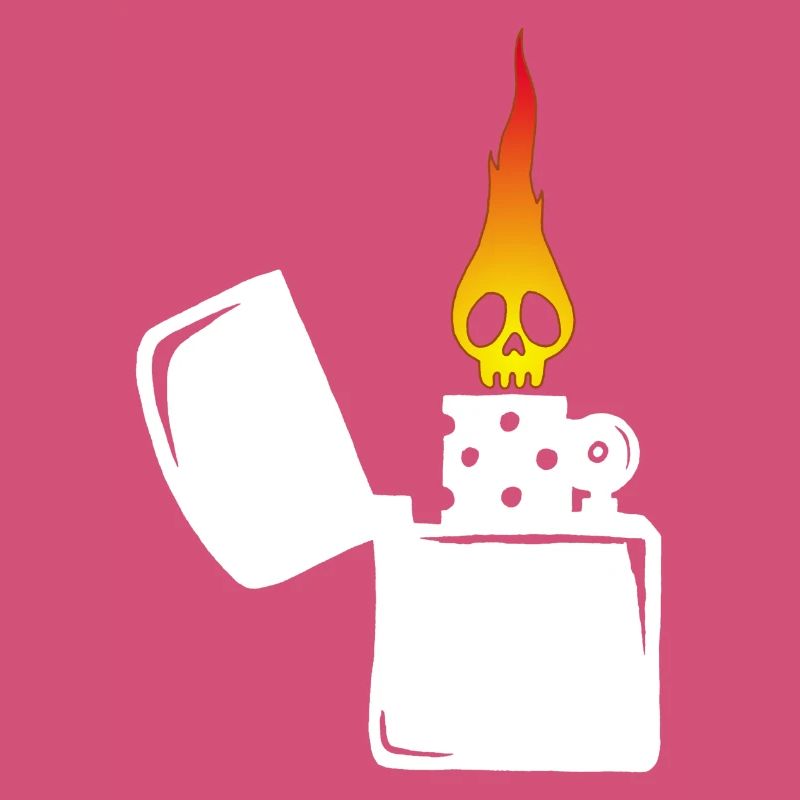 flaming skull and white lighter