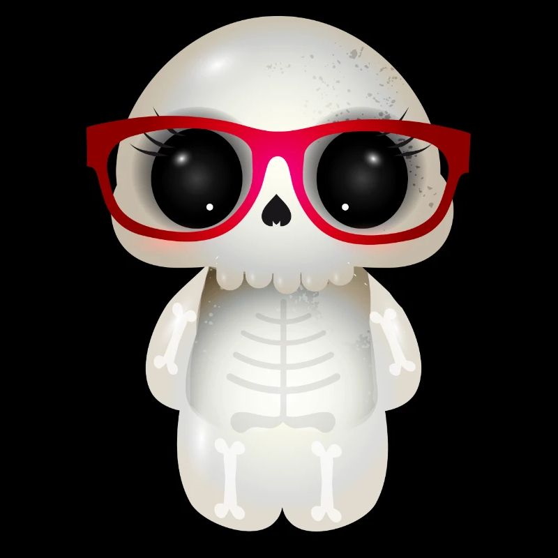 Crâne mignon avec des lunettes de nerd rouges